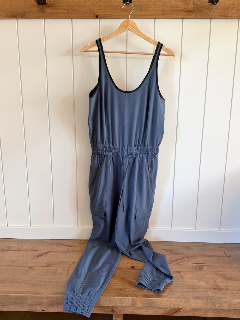 Athleta Slate Blue Sleeveless Utility Jumpsuit